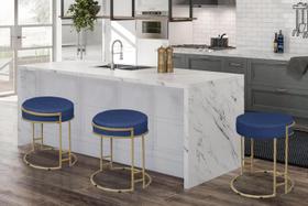 Puff Decorativo Sarah Sala E Recepção Metal Dourado Veludo