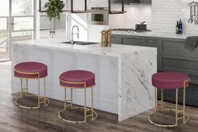 Puff Decorativo Sarah Sala E Recepção Metal Dourado Veludo