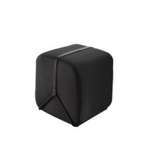 Puff Decorativo Slim Base Preto Fosco e Linho