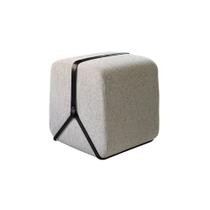 Puff Decorativo Slim Base Preto Fosco e Linho Puff Decorativo Slim Base Preto Fosco e Linho