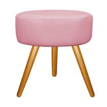 Puff Decorativo Sofia Palito Mel Sala Recepção Quarto Suede Rosa Bebê