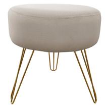 Puff Decorativos Sala Quarto Tunísia Veludo Bege Base Dourado - Star Confort