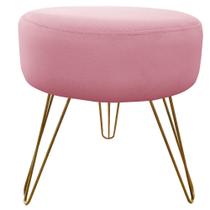 Puff Decorativos Sala Quarto Tunísia Veludo Rose Base Dourado - Shop das Cabeceiras