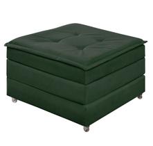 Puff Dobrável Alto Padrão Vira Cama De Solteiro Multifuncional Com Bau e Rodinha Estofado Verde