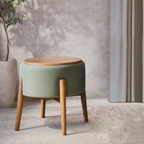 Puff Dual 2 em 1 Acabamento Moderno Vira Mesa de Apoio Chenille Verde