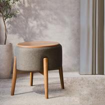 Puff Dual 2 em 1 Acabamento Moderno Vira Mesa de Apoio Linho Chumbo Puff Dual 2 em 1 Acabamento Moderno Vira Mesa de Apoio Linho Chumbo