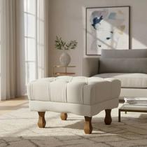 Puff Duque Bouclé Premium de Luxo Capitone Assento Elegante para Sala Quarto Decoração Pés Luiz Xv Castanho Puff Duque Bouclé Premium de Luxo Capitone Assento Elegante para Sala Quarto Decoração Pés Luiz Xv Castanho