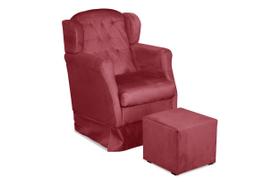Puff E Poltrona Amamentação Balanço Quarto Baby Suede Bordo - INCASA DECOR Puff E Poltrona Amamentação Balanço Quarto Baby Suede Bordo - INCASA DECOR