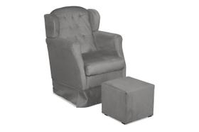 Puff E Poltrona Amamentação Balanço Quarto Baby Suede Cinza - INCASA DECOR