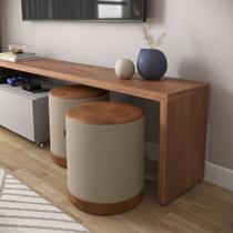 Puff Elegance Linho Detalhes em material sintético Banquinho Banqueta Quarto Sala Escritório Decora Móveis Puff Elegance Linho Detalhes em material sintético Banquinho Banqueta Quarto Sala Escritório Decora Móveis