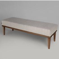Puff em Linho 100cm Requadro Imbuia Grazi Puff em Linho 100cm Requadro Imbuia Grazi