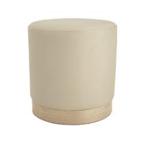Puff em Madeira e PU Bege 40cm 18763 Mart