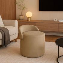 Puff Encosto Confortável Sala Estilo Moderno Redondo Suede Capuccino Puff Encosto Confortável Sala Estilo Moderno Redondo Suede Capuccino