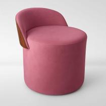 Puff Encosto material sintético Suede Redondo Confortável Sala Moderno Rose Puff Encosto material sintético Suede Redondo Confortável Sala Moderno Rose
