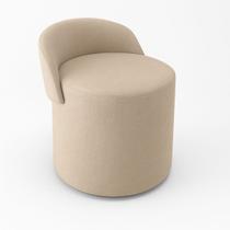 Puff Encosto Redondo Linho Confortável Sala Quarto Moderno