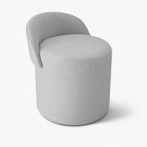 Puff Encosto Redondo Linho Confortável Sala Quarto Moderno Cor:Cinza