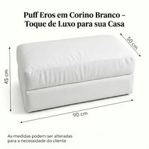 Puff Eros material sintético Branco 90cm Banco Decorativo Confortável Puff Eros material sintético Branco 90cm Banco Decorativo Confortável