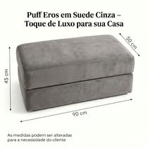 Puff Eros Suede Cinza 90cm Banco Decorativo Confortável Puff Eros Suede Cinza 90cm Banco Decorativo Confortável