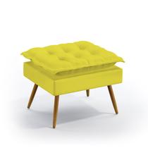 Puff Estofado Decorativo Lunar Para Sala de Estar Sued Amarelo Aradecor
