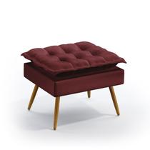 Puff Estofado Decorativo Lunar para Sala de Estar Sued Bordô Aradecor