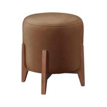 Puff Estofado Decorativo Para Sala Redondo Marrocos Veludo capuccino