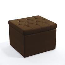 Puff Estofado Decorativo Quasar com Capitonê para Sala de Estar Sued Marrom Aradecor