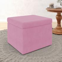 Puff Estofado Decorativo Quasar para Sala de Estar Sued Rosê Aradecor