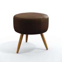 Puff Estofado Decorativo Solar Para Sala de Estar Couro Artificial Marrom Aradecor