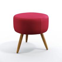 Puff Estofado Decorativo Solar para Sala de Estar Sued Vermelho Aradecor