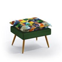 Puff Estofado Lunar Sued Estampado Colorido e Verde Aradecor