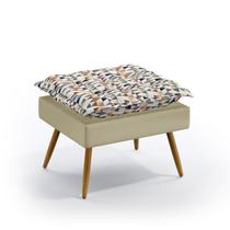 Puff Estofado Lunar Sued Estampado Laranja e Bege Aradecor