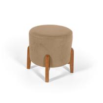 Puff Estofado Redondo em Madeira Maciça Berlim Bege Straub Web Puff Estofado Redondo em Madeira Maciça Berlim Bege Straub Web