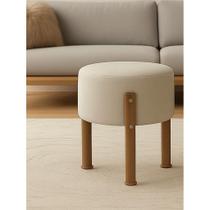 Puff Estofado Redondo Tecido Linho Suede Banqueta Elegante Luxo