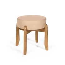 Puff Estofado Vira Mesa Redondo New Liz em Madeira Bege - Straub Web