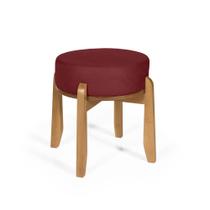 Puff Estofado Vira Mesa Redondo New Liz em Madeira Bordô - Straub Web