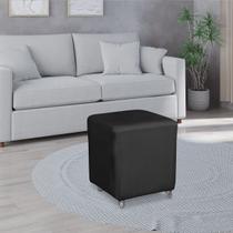 Puff Everest 40x40 Preto Com Pés Rodinha Giratoria/ Salão de beleza/ Comercio geral e residencia