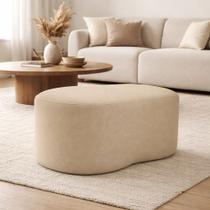 Puff Feijão Curvo Orgânico Redondo Sala Confortável Moderno Suede Cor:Cinza