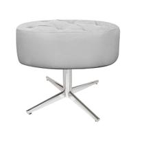 Puff Fernanda Base Giratória de Metal Sala de Estar Recepção Suede Cinza