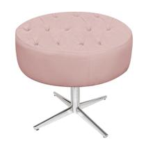 Puff Fernanda Base Giratória de Metal Suede Rosê - DAMAFFÊ MÓVEIS