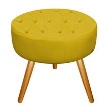 Puff Fernanda Capitonê Pés Palito Sala Decor Quarto Recepção Suede Amarelo