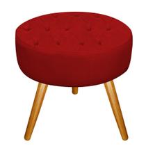 Puff Fernanda Capitonê Pés Palito Sala Decor Quarto Recepção Suede Vermelho