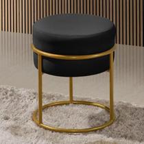 Puff ferro Argola redondo tecido veludo com estrutura em tubo aço e pintura eletrostática