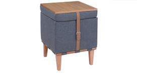 Puff Flex Decorativo Quadrado Baú Mesa Centro Linho Chumbo Puff Flex Decorativo Quadrado Baú Mesa Centro Linho Chumbo