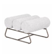 Puff Flow Base Titânio Bouclé Cinza - Sallar Home