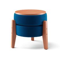 Puff Frapê Linho Azul Marinho 47 cm Puff Frapê Linho Azul Marinho 47 cm