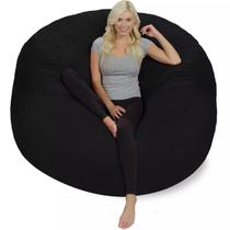 Puff Gigante Redondo 140x50 Em Suede Preto Premium Com Enchimento Puff Gigante Redondo 140x50 Em Suede Preto Premium Com Enchimento