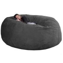 Puff Gigante Redondo 200x80 em Suede Cinza sem Enchimento