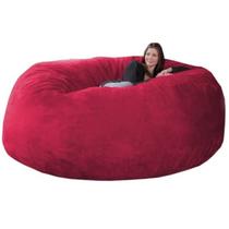 Puff Gigante Redondo 200x80 em Suede Vermelho Sem Enchimento