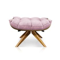 Puff Giratório Costela Suede Base Madeira Drossi - Rosa Bebê