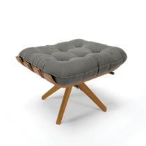 Puff Giratório Costela Suede Grafite Base de Madeira MA30 M11 - D'Rossi